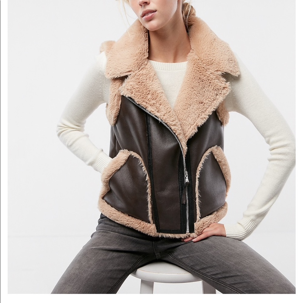 Faux fur leather vest